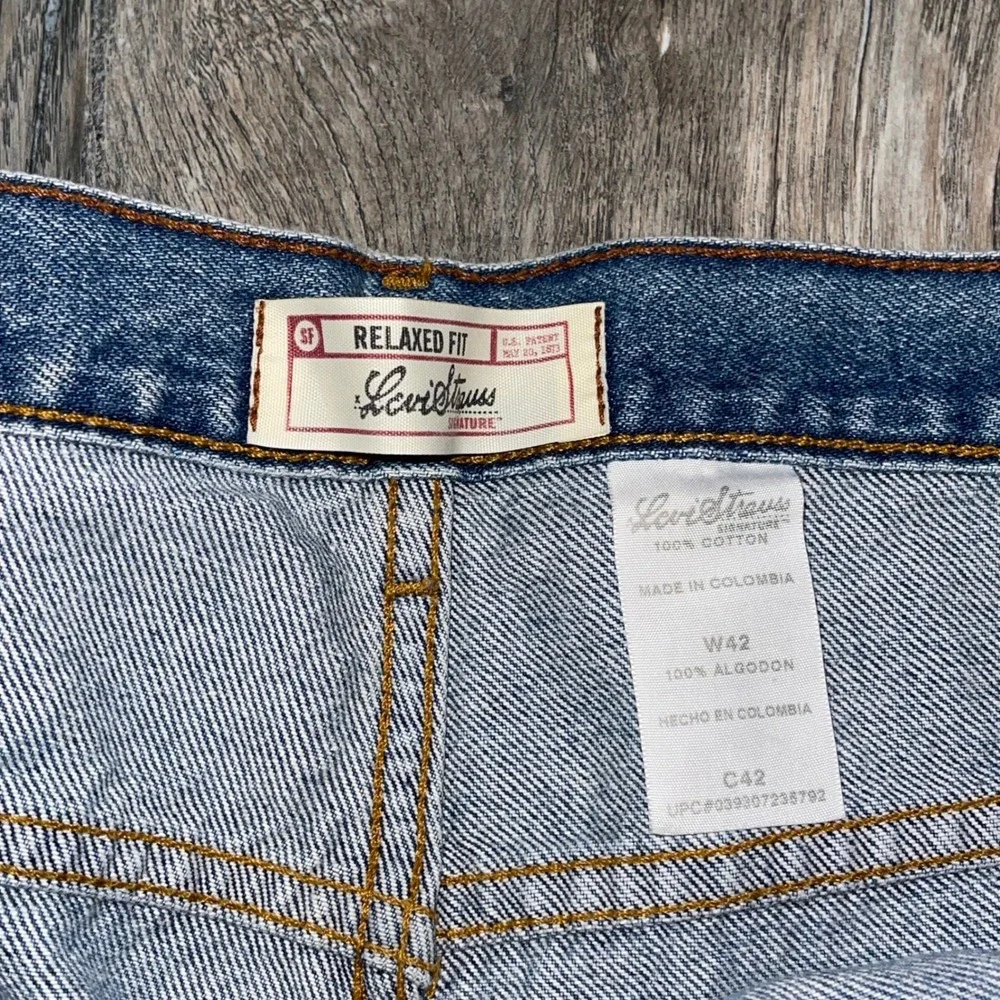 Levi Strauss Signature Mens Relaxed Fit Denim Shorts Blue 40 Cotton Jean Shorts
